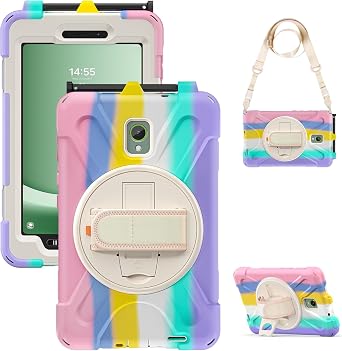 Rugged Case for Samsung Galaxy Tab Active 3 8"T570 /Active5 5G SM-X306B, Portable Hybrid Shock-Proof Cover with 360 Rotatable Hook&Loop Handle,Shoulder Strap