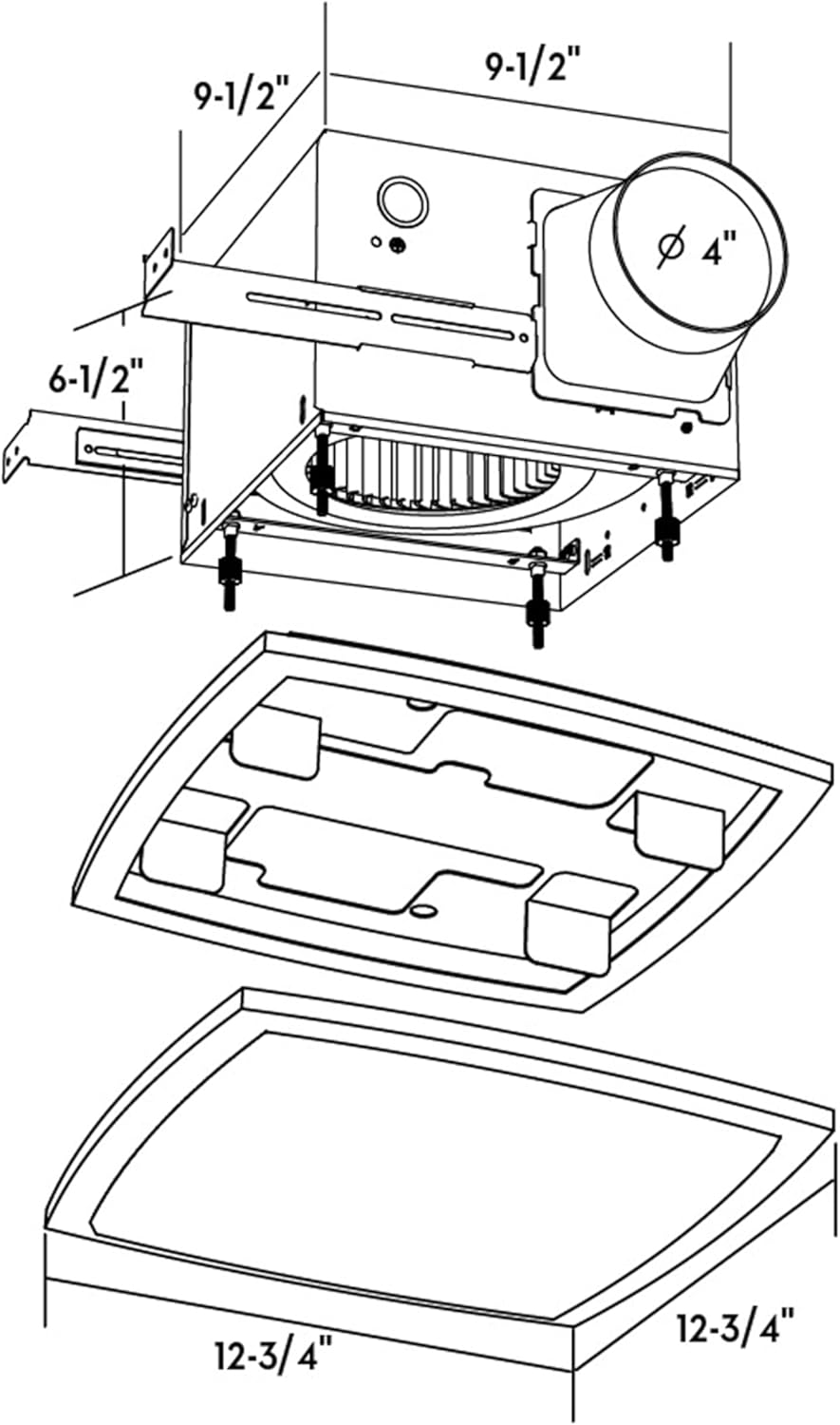 Good Housekeeping Mezzanine Bathroom Ventilation Exhuast Fan with Integrated LED Lighting (Brushed Nickel)