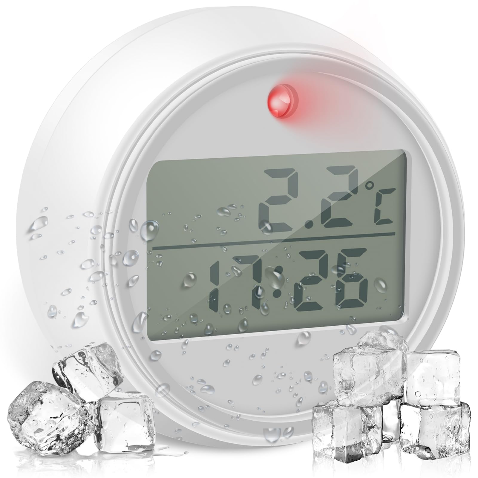A Thermometer für Eisbad, mit Timer, Wasserthermometer, wasserdicht, IP66, mit klarer Anzeige, Blitz, 1,7 x 1,1 Zoll, Kalt-Tauchthermometer, Thermo-Thermo, digital