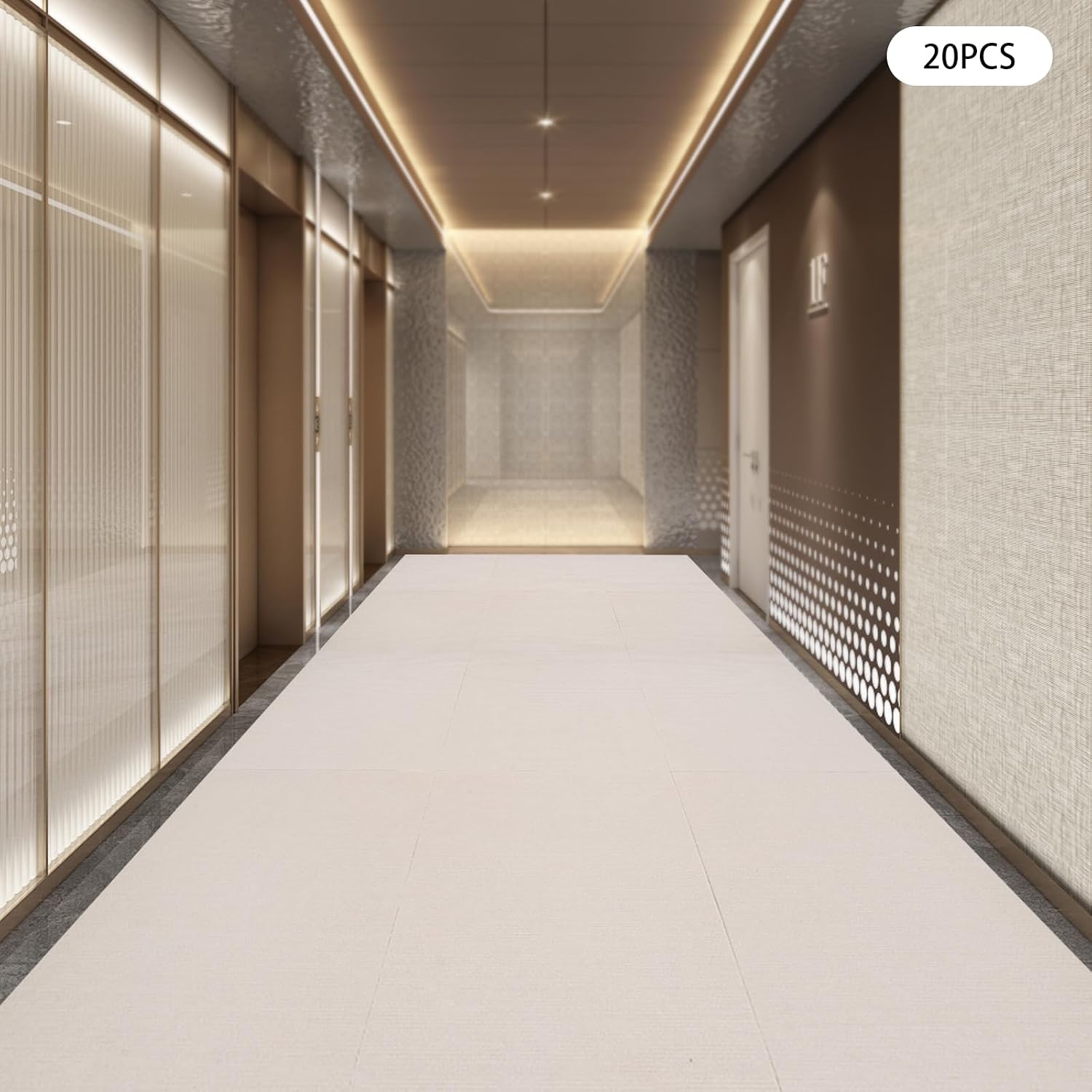 20PCS Carpet Squares Carpet Tiles, 20x20in Adhesive Carpet Squares Peel and Stick Carpet Tiles Self-Adhesive Carpet 0.2" Pile Height, Puzzle Carpet Squares Tile Carpet Squares (Beige)