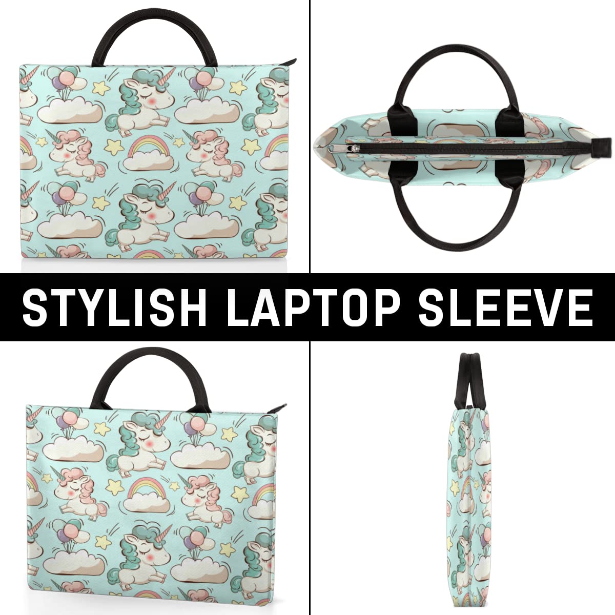 Tęczowy jednorożec pokrowiec na laptopa 13-16 cali uroczy jednorożec ręka torba na laptopa teczka listonoszka noszenie torba na komputer dla kobiet mężczyzn dzieci chłopców dziewcząt