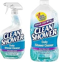 Clean Shower Daily Shower Cleaner No Scrub Bundle Pack - 32oz Spray + 60oz Refill, Fume-Free & Septic Safe