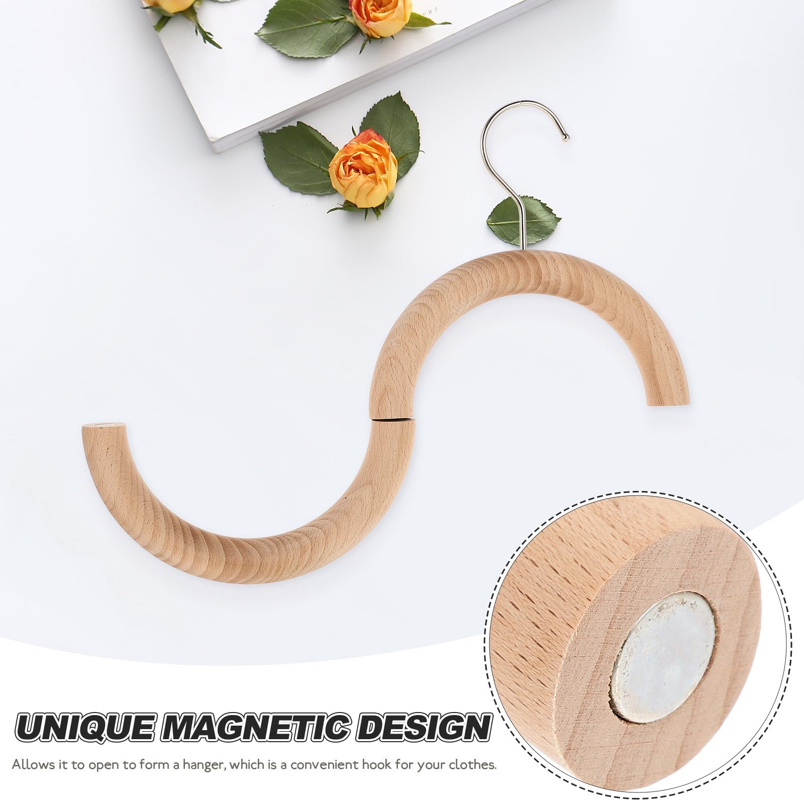 Organizador Multipropósito Magnético de Madera Hierro Bufandas y Anillo Sujetar para Ropa en Armarios y Closets
