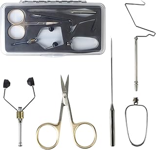 Maxatch Fly Tying Tools, Whip Finisher/Bobbins/Hackle Plier/Needle/Threader/Dubbing Twister with Neoprene Tool Pouch Kit