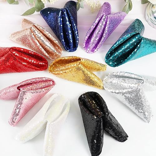 Miniatura 9 de Eternal Beauty Servilletas de tela de lentejuelas lavanda de 12 x 12 pulgadas, paquete de 12 para fiestas, bodas, decoración de cenas de cumpleaños