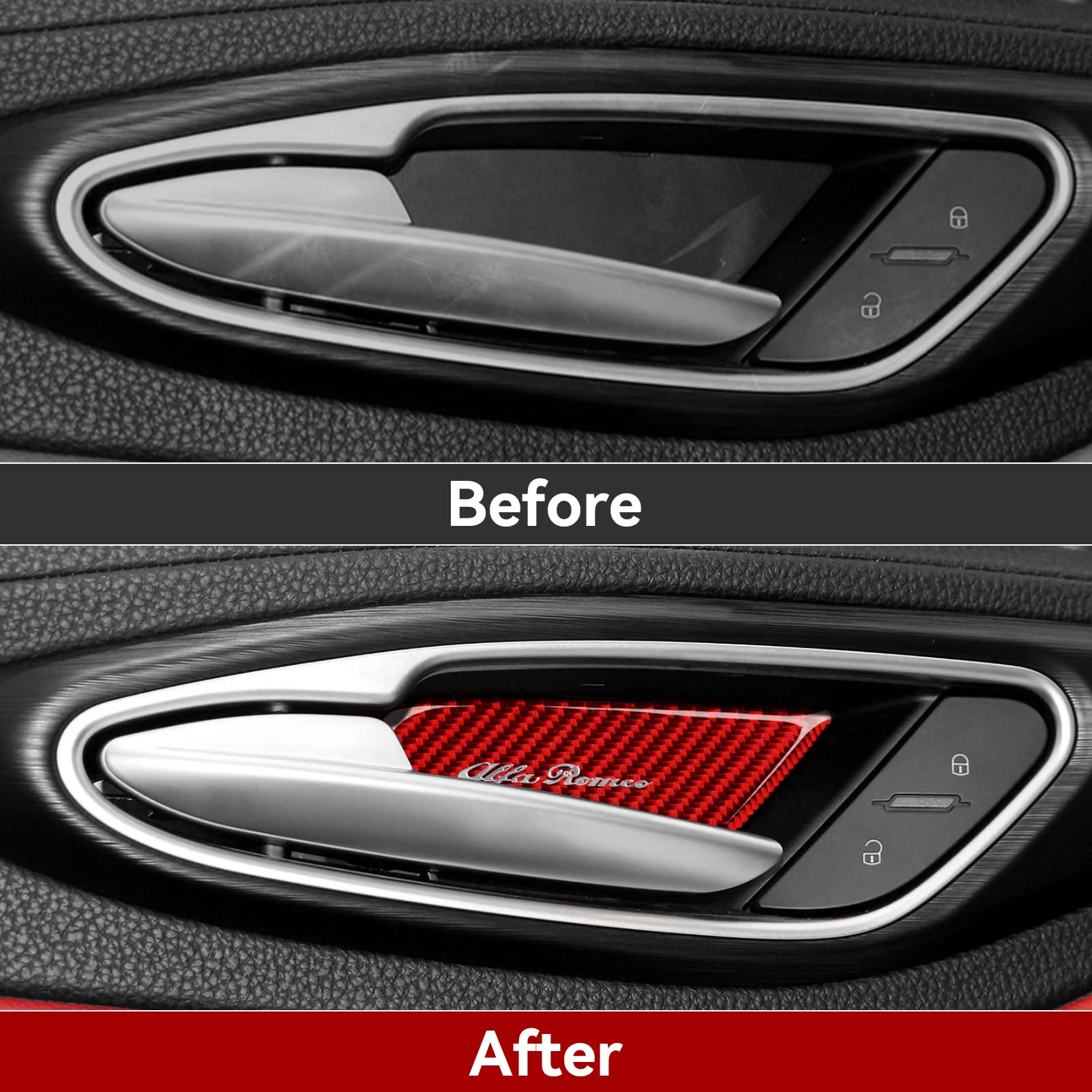 Copertura Adesiva In Fibra Di Carbonio Per Alfa Romeo Stelvio 2016-2022 – Decoro Interno Per Maniglia Porta, Anti Graffio, Facile Installazione