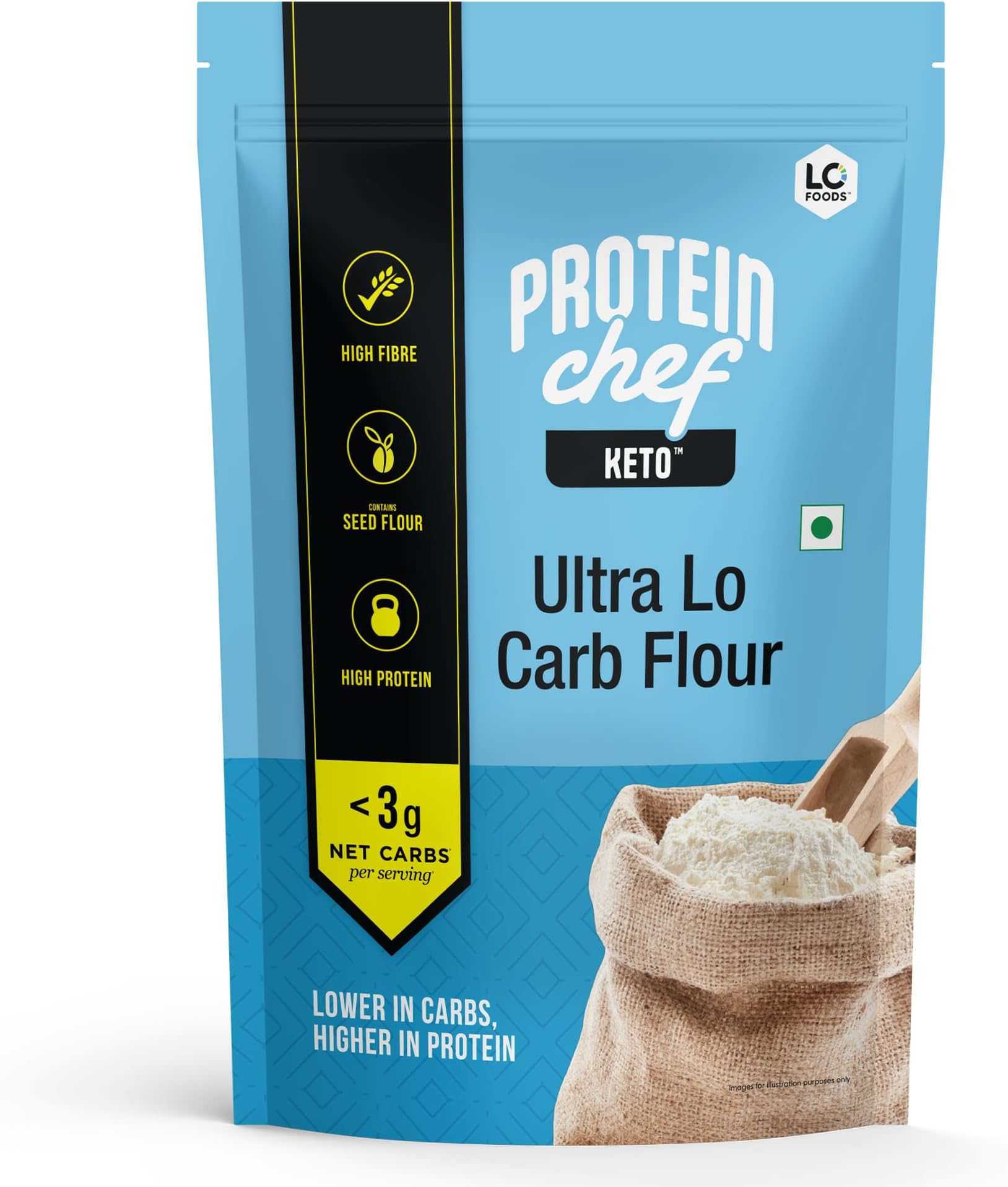 Lo! Low Carb Delights Ultra Low Carb Keto Flour, Lab Tested Keto Food Products For Keto Diet 1 Kg (Pack Of 1)