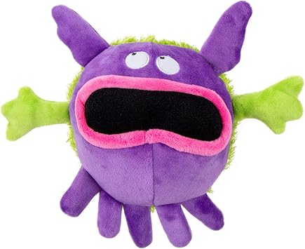 goDog PlayClean Germs Squeaky Plush Dog Toy with Odor-Eliminating Essential Oils, Chew Guard Technology - Purple, Small