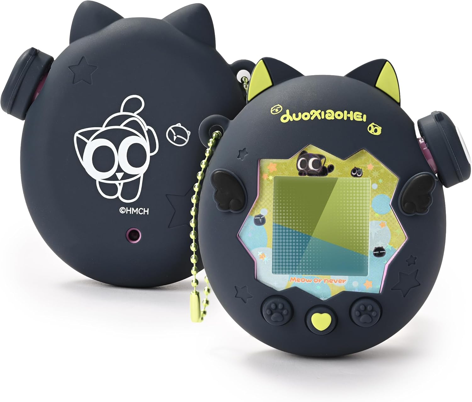 GeekShare Silicone Case Compatible with Tamagotchi Paradise, Soft Protective Case, Button Caps, Pearl Necklace & Stickers, Scratch-Resistant Skin, Comfort Grip Set (Luo Xiaohei)