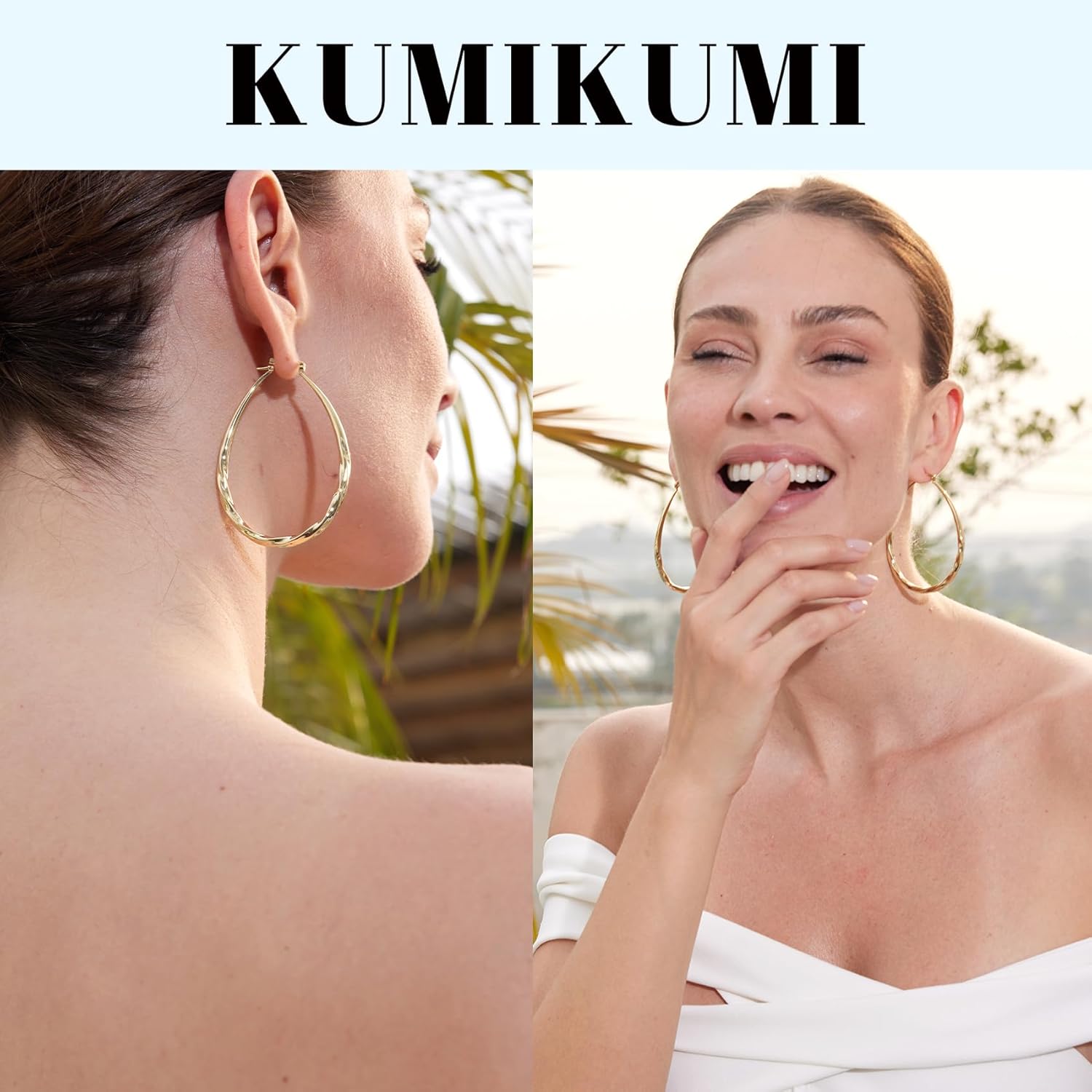 KUMIKUMI 925 Sterling Silver Hoop Earrings for Women, Hypoallergenic Large Silver Hoop Earrings Hollow Tube Lightweight Oval Hoops Earrings for Women Gifts (35/50/65MM) - Image 6