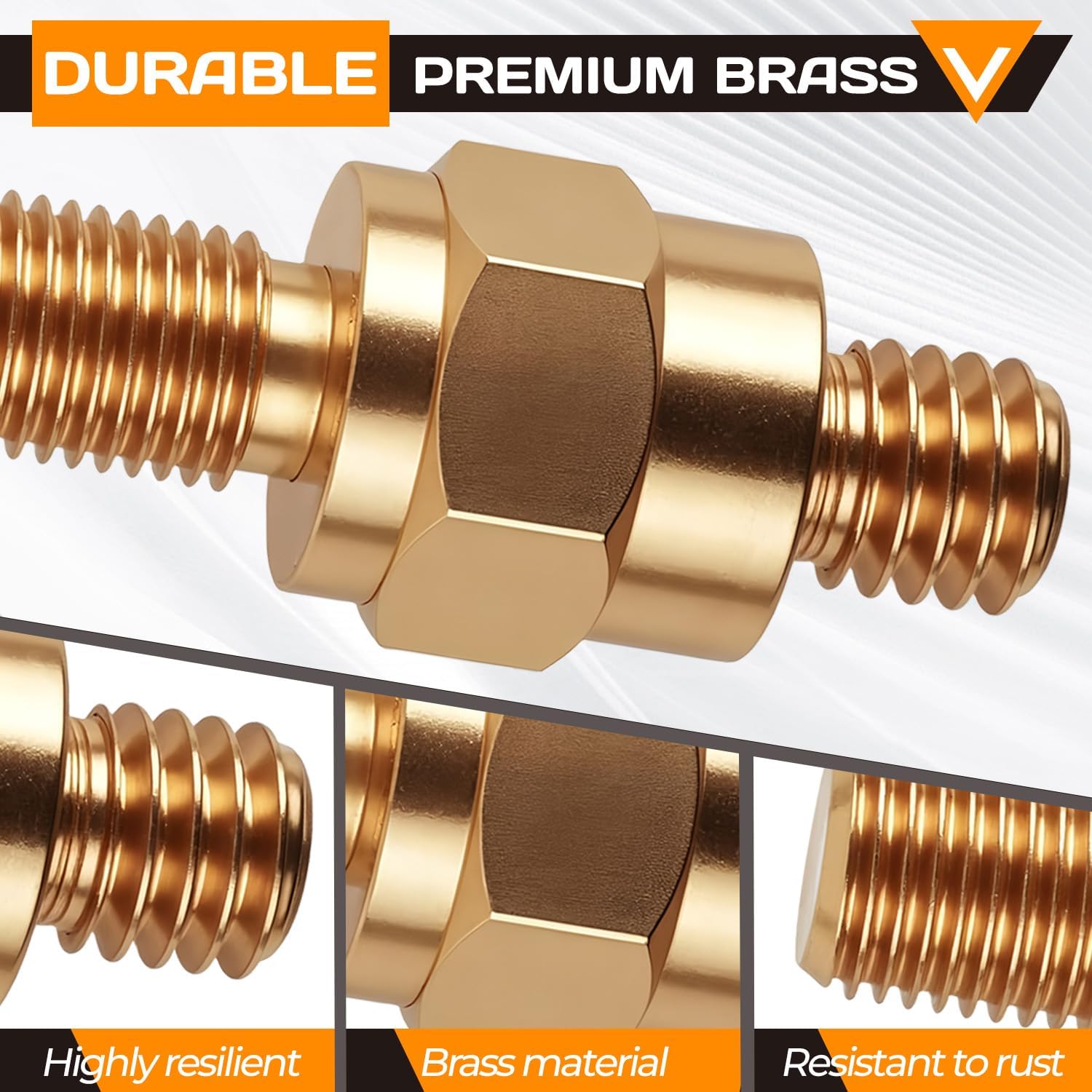 Side Post Battery Terminal Bolt 2 Set 3/8"-16&3/8"-24 Brass Standard Battery Side Post Long Stud Side Post to Top Post Battery Adapter Bolt Compatible with GM Post