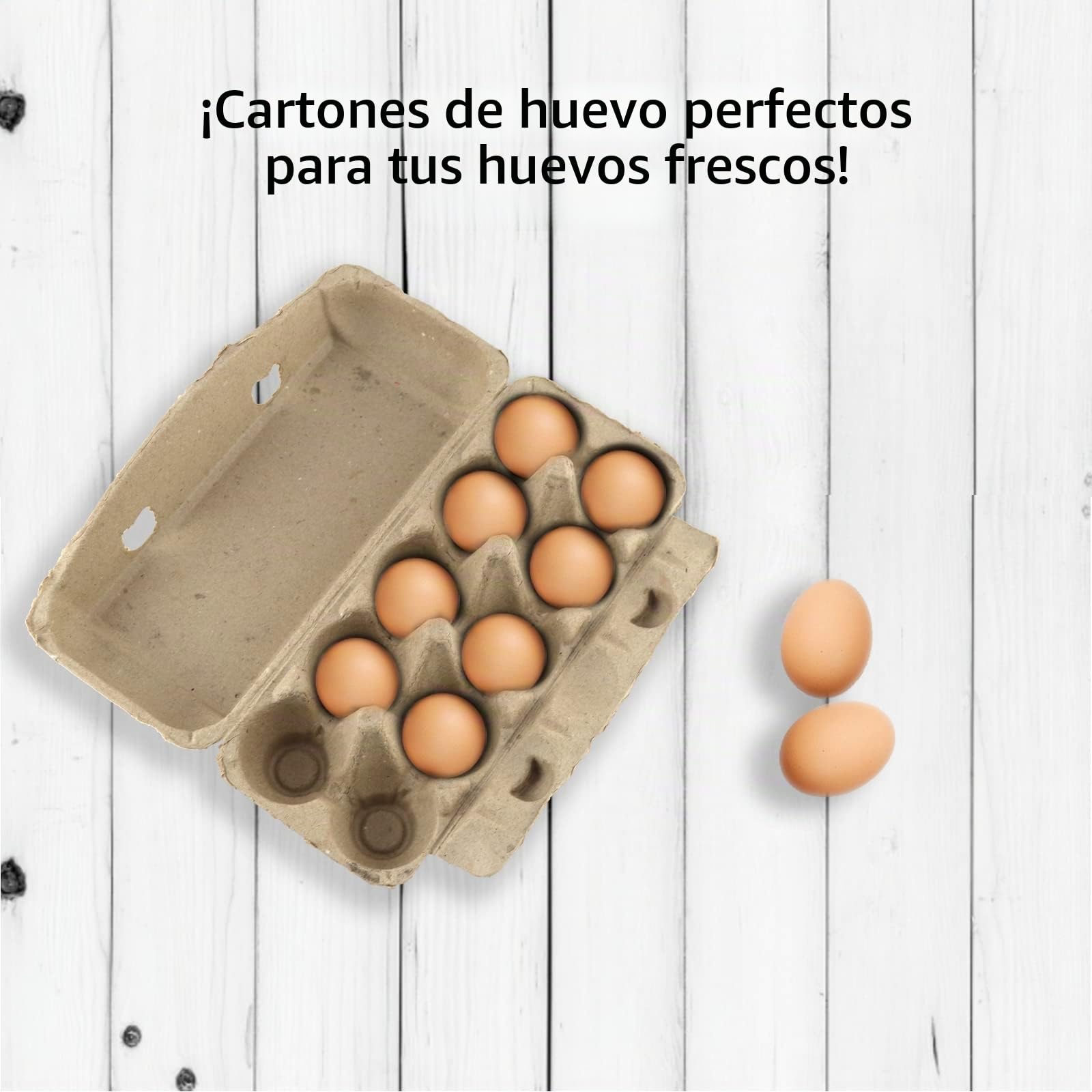 Cajas de cartón para huevos, 10 unidades, sin imprimir, con tapa, para 10 huevos, color marrón