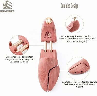 Cedar Wood Shoe Tree with Double Tubes Sizes 3-50 Red Cedar Wood for Men and Women
