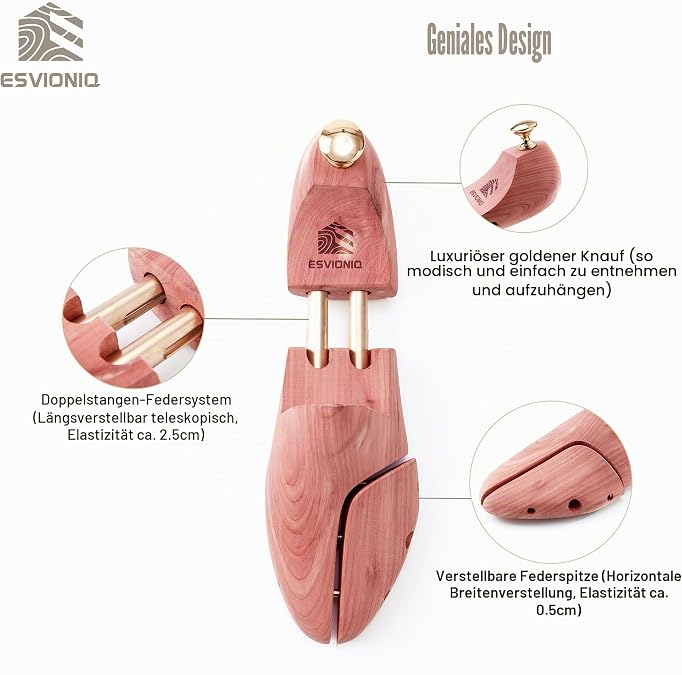 Cedar Wood Shoe Tree with Double Tubes Sizes 3-50 Red Cedar Wood for Men and Women