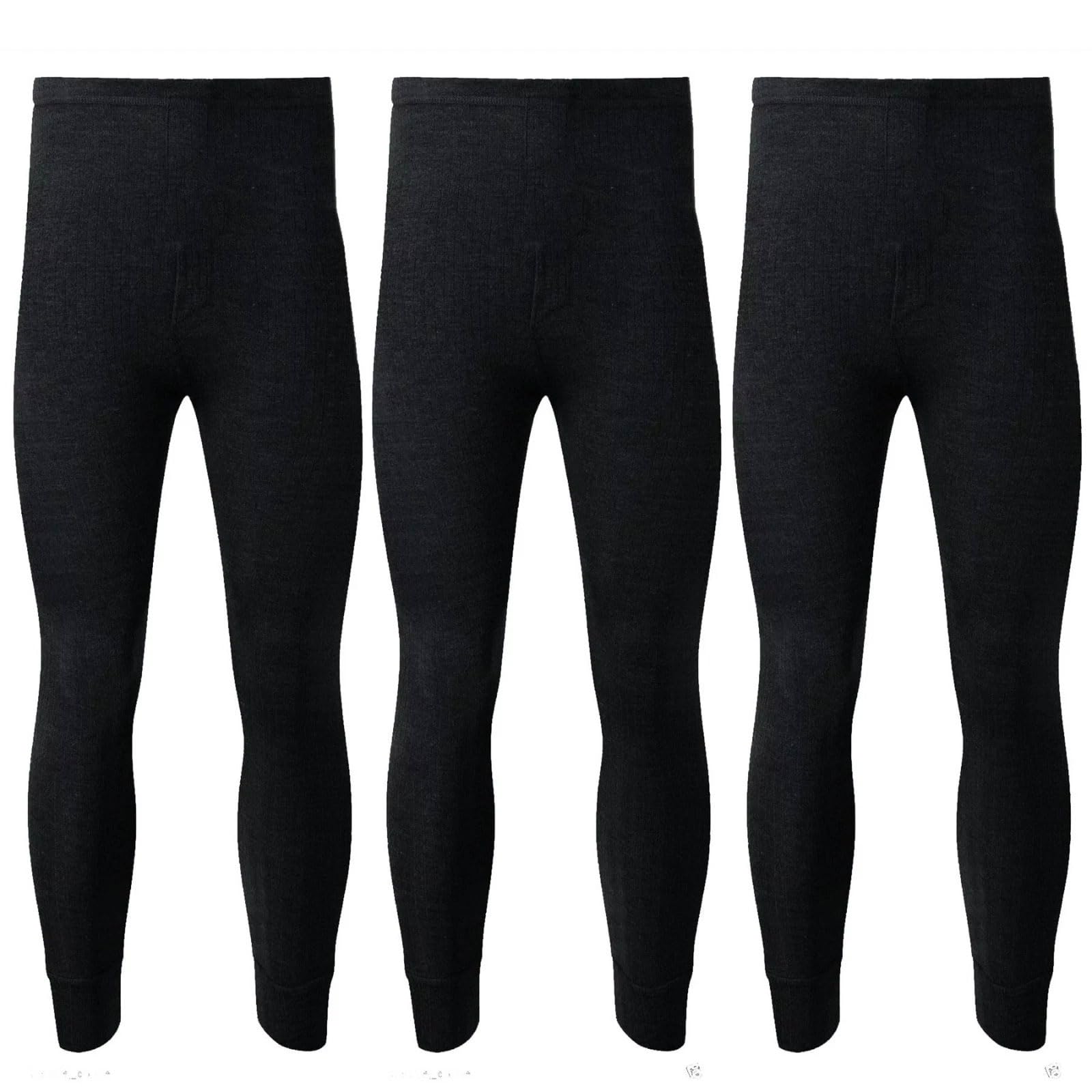 Pixelknit Men's Black Pack Of 2 Thermal Underwear Bottoms Long Johns Warm Winter Baselayer Pants (, XX-Large)