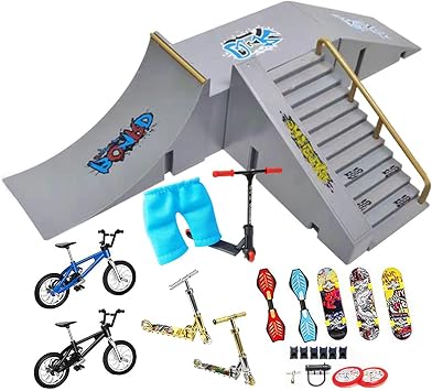 Finger Skateboard Ramp Set, Skate Park Kit Finger Skateboard Set, Scooters Models Training Fun Techs Deck Props For Kids Birthday Gift