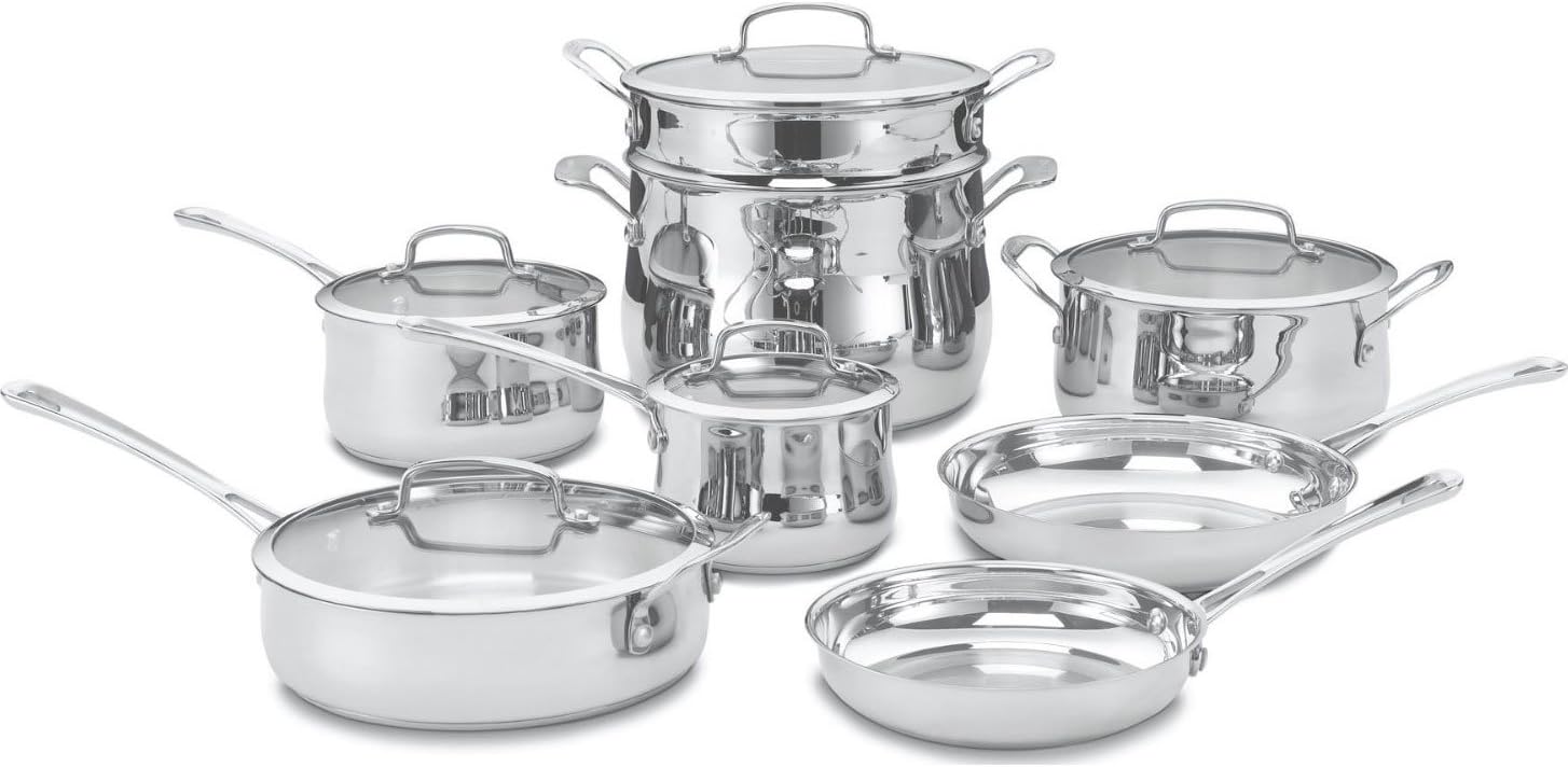 Contour Stainless 13-Piece Cookware Set,Silver