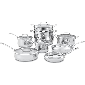 Cuisinart 11-Piece Cookware Set, Professional Stainless Steel, 89-11,Silver