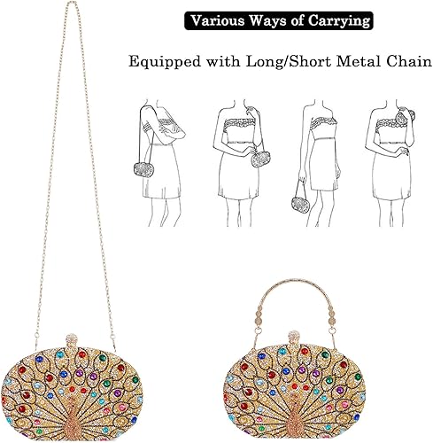 Miniatura 3 de Bolsos de mano de noche con diamantes de imitación para mujer, bolso cruzado y bolso de hombro para fiesta de noche de boda