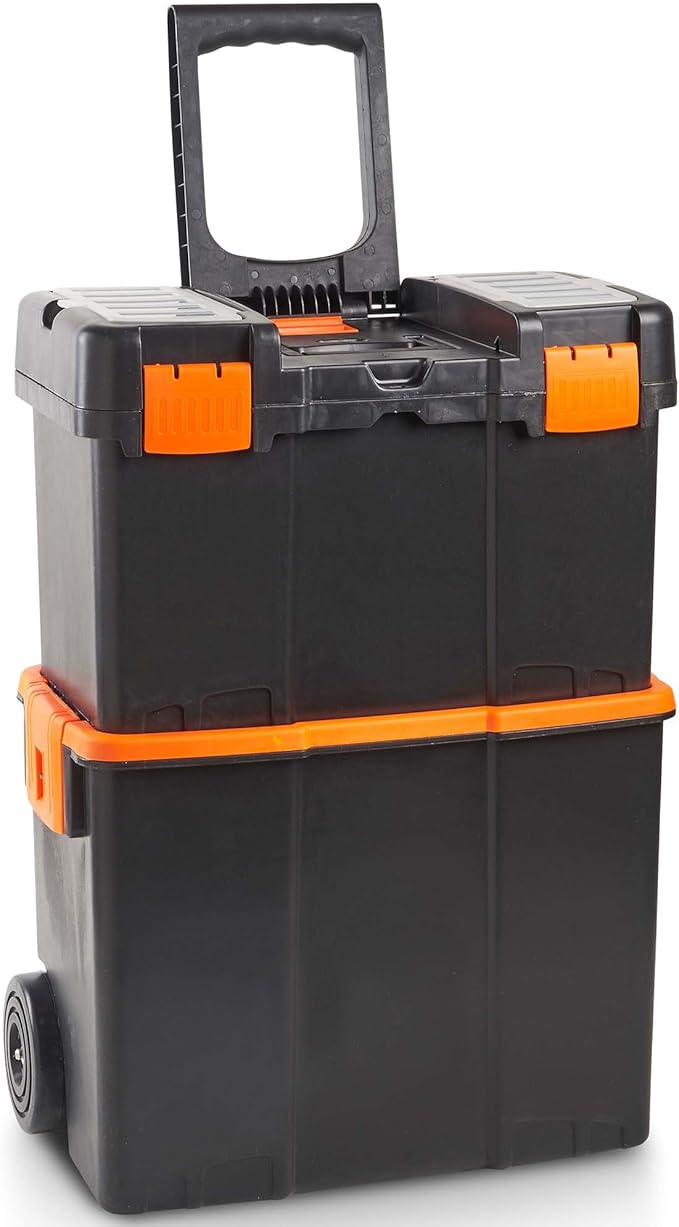 VonHaus Tool Box on Wheels Wheeled Tool Box with Stackable Boxes for