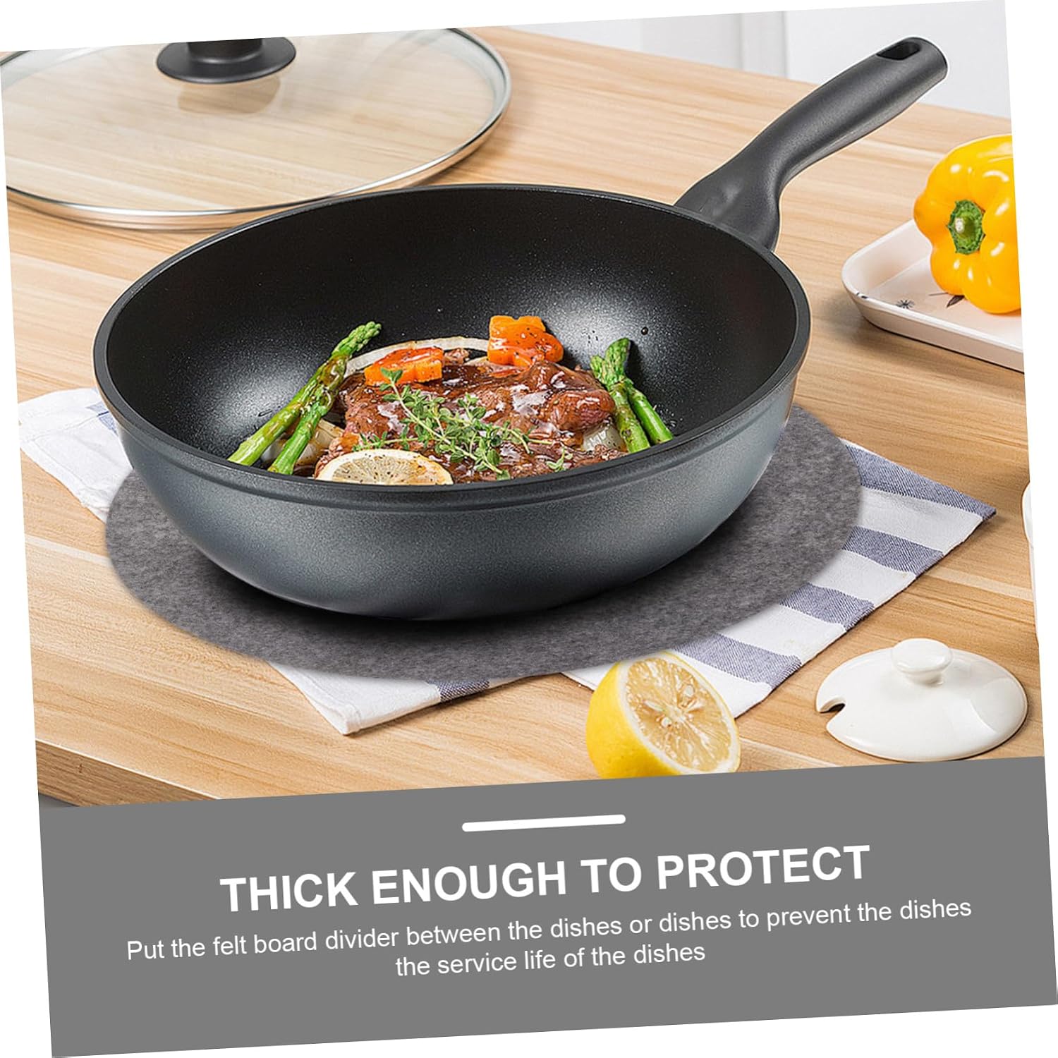 ULTECHNOVO 30pcs Felt Dish Protectors Set Anti-slip Pot and Pan Protectors Thick Felt Plate Separators for Kitchen Storage Heat Insulation Pads for Tableware