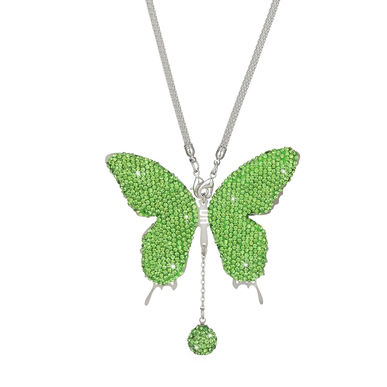 Rhinestones Butterfly Car Rear View Glass Ornaments DiamondsCar Pendants Luck Window Hanging Accessory Pendants