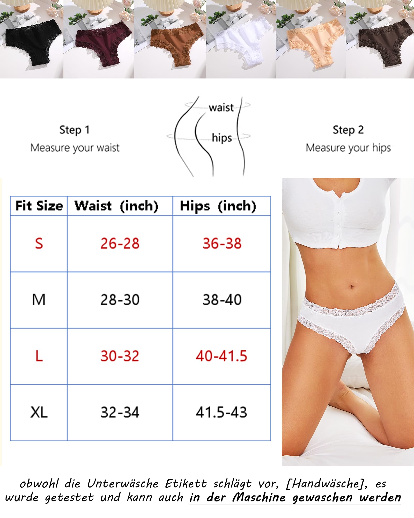 ALL OF SHE Mutande Brasiliana Donna Cotone Slip Pizzo Set Mutandine a Vita Bassa Intimo Seducente Culotte Underwear Pacco da 5