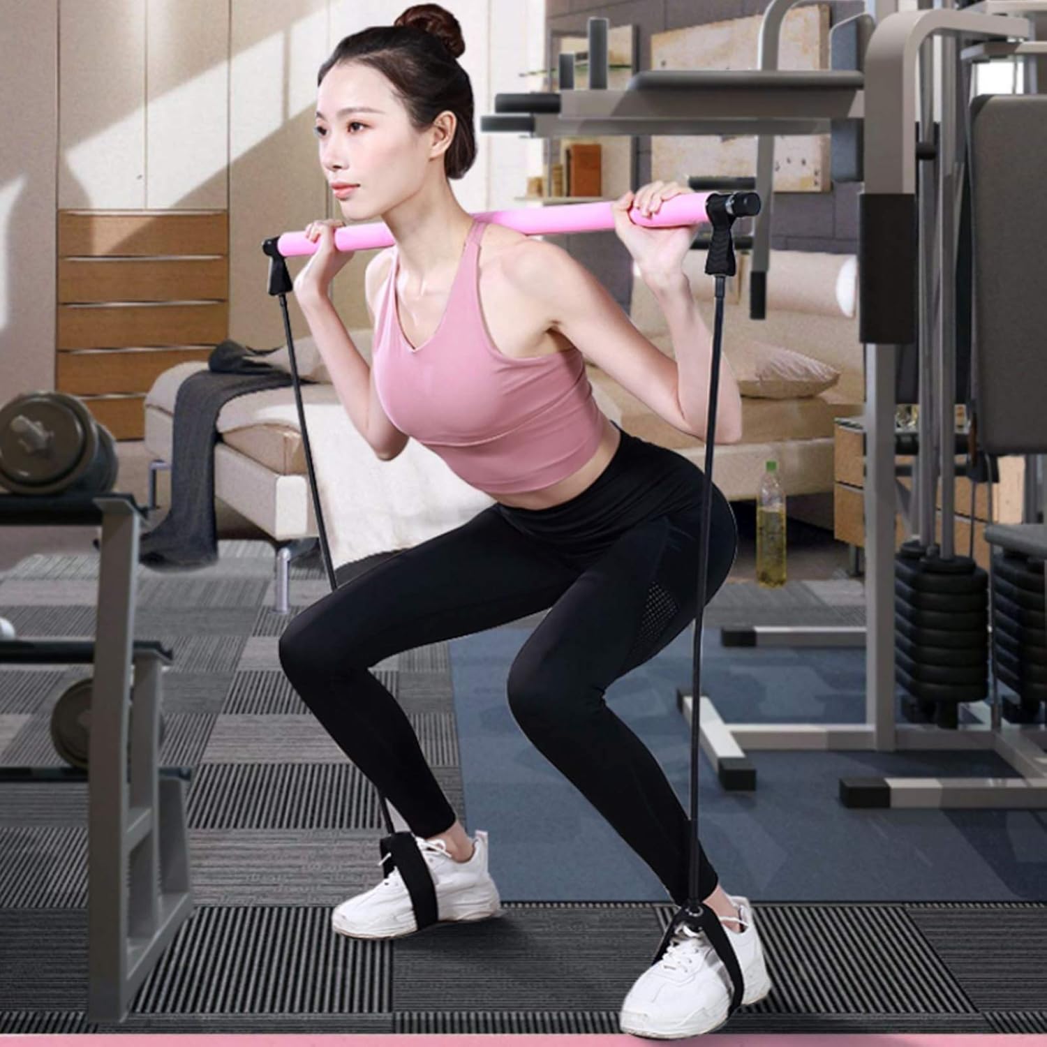 Buy Pilates Exercise Stick With Resistance Band Portable Home Workout Equipment For Women Pilates Bar Kit Yoga Resistance Bands For Legs And Butt For Stretching Sculpt Fitness Exercise Full Body Online In