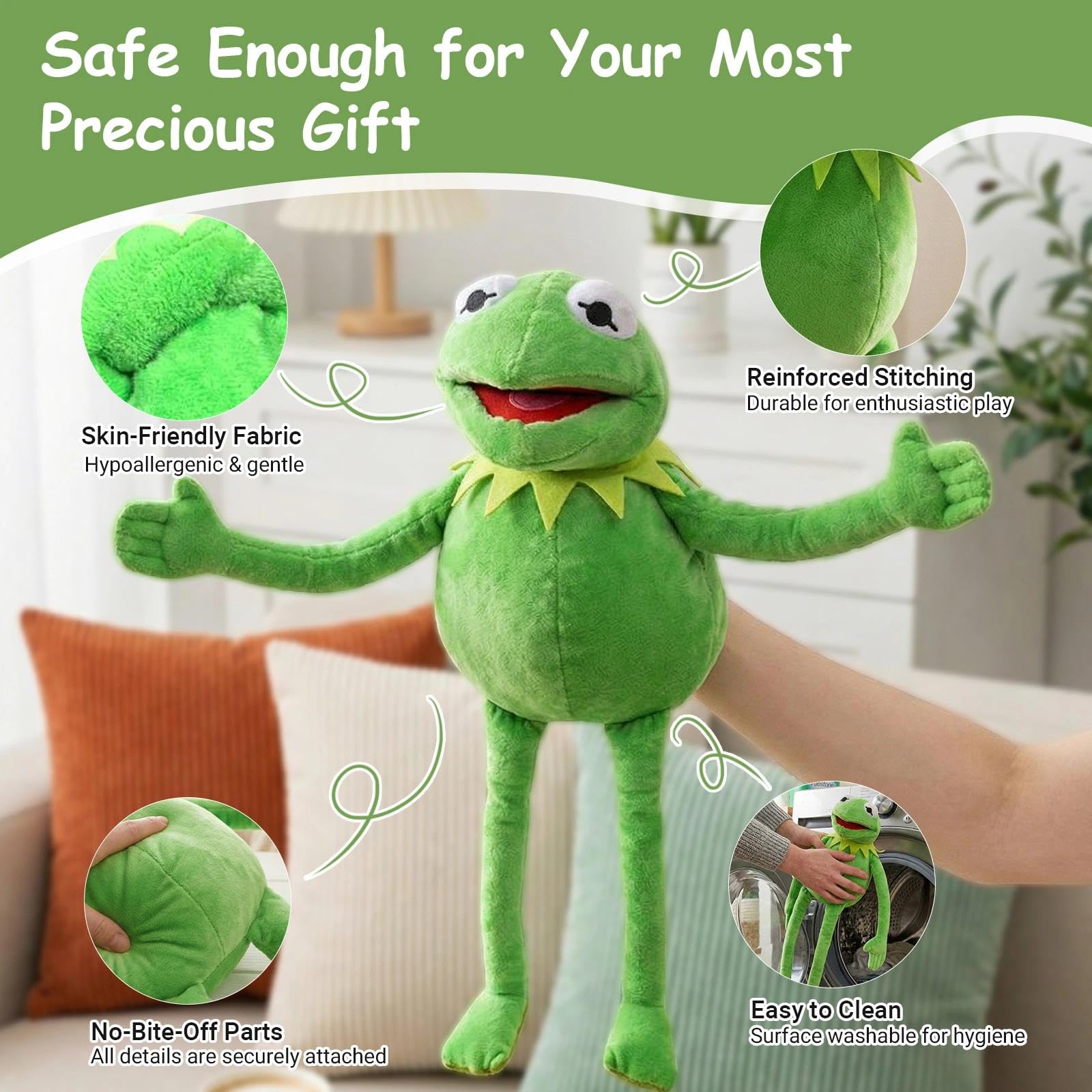 Kermit Rana Marionetta, Kermit Peluche, Pupazzo di Peluche Rana Marionetta, Burattini da Mano per Bambini, Marionette da Mano Animali Muppet Show Natale, Pasqua per Raccontare Storie, Insegnare