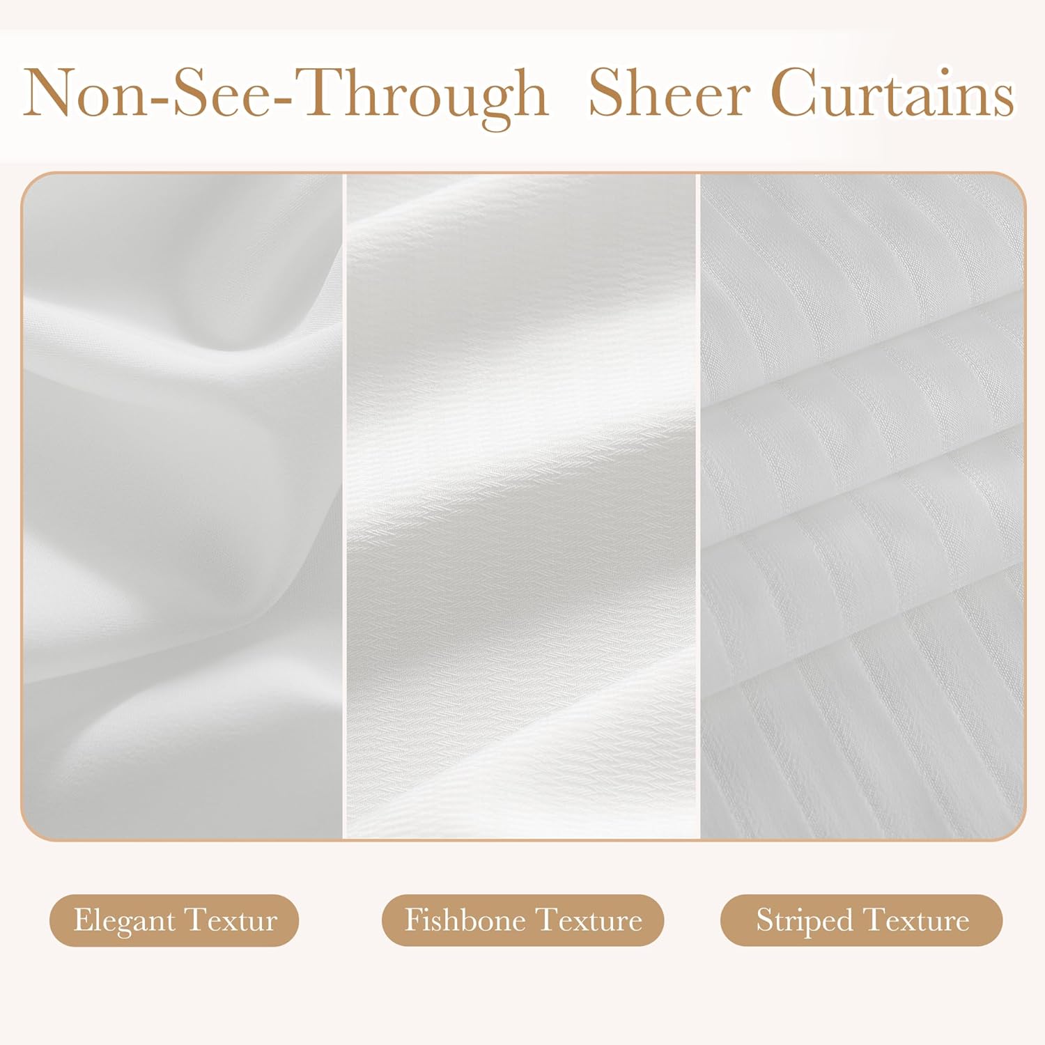 NICETOWN Semi Sheer Curtains 102 inches Long Privacy Non See Through Drapes for Bedroom Living Room, 2 Panels Light Filtering Grommet Top Sheer Curtains for Nursery, 52" W x 102" L, White