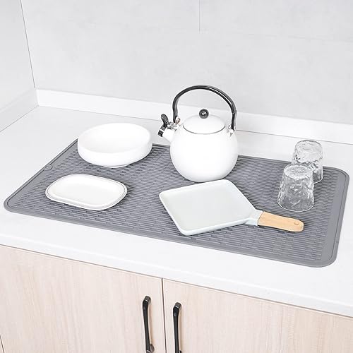 Miniatura 544 de Tapete de silicona para secado de platos para múltiples usos, fácil de limpiar, ecológico, resistente al calor, tapete de silicona para encimera
