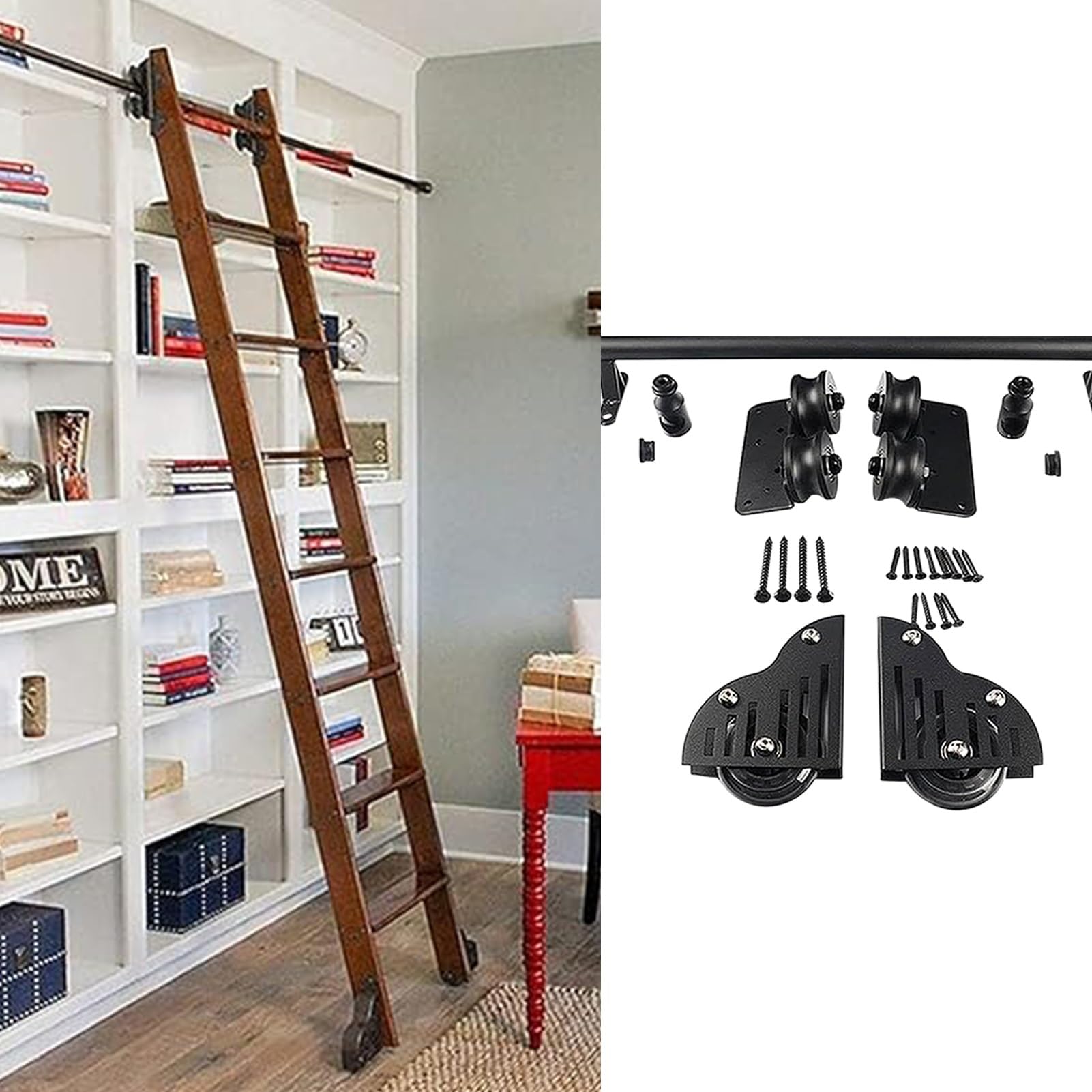Kit de matériel d'échelle mobile pour loft et placard de dressing sur rail 732cm