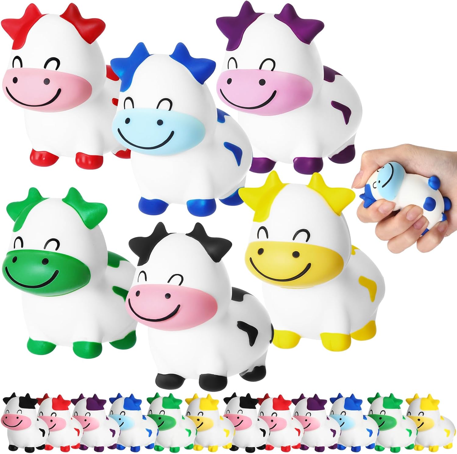 Wettarn 24 Pcs Cows Party Favors Cows Foam Stress Toy Fidget Toy Bulk Cute Farm Animal Party Favors Gift Supplies for Classroom Reward Bathtub Beach Pool Mental Stimulation