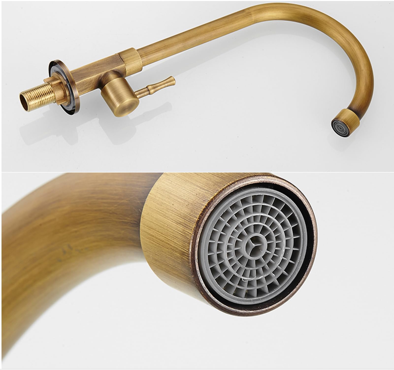 Robinets de lavabo 1 pc Robinet en laiton classique uniquement pour eau froide Robinet d’évier de cuisine col de cygne à levier unique Robinet extérieur