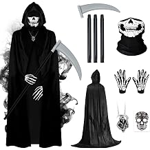 6-Piece Grim Reaper Costume Halloween Fancy Dress