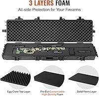 Vista 3 de VEVOR Rifle Case, Rifle Hard Case with 4 Layers Fully-protective Foams, Lockable Hard Gun Case with Wheels, IP67 Waterproof & Crushproof, for Rifles