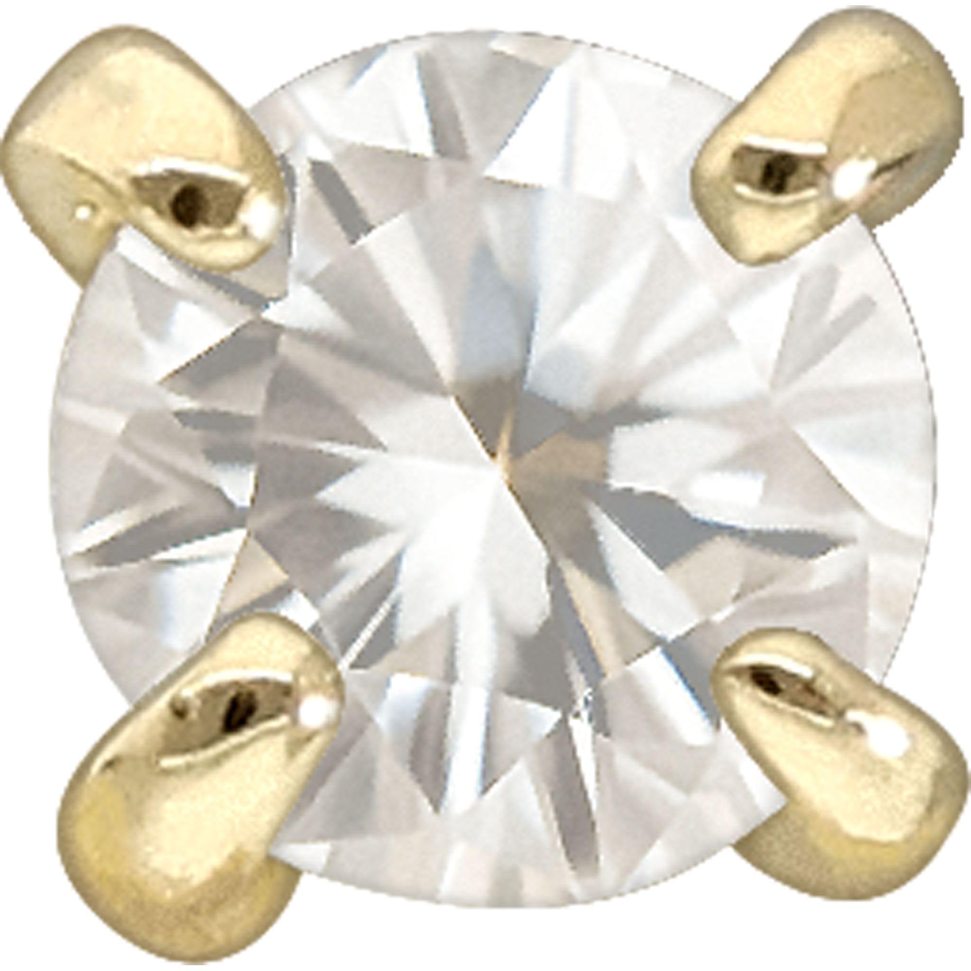 PIERCINGLINE Nasenpiercing 14K Gold Nasenstecker L-Form EINGEFASSTER MOISSANIT 585er Gold - Goldfarben