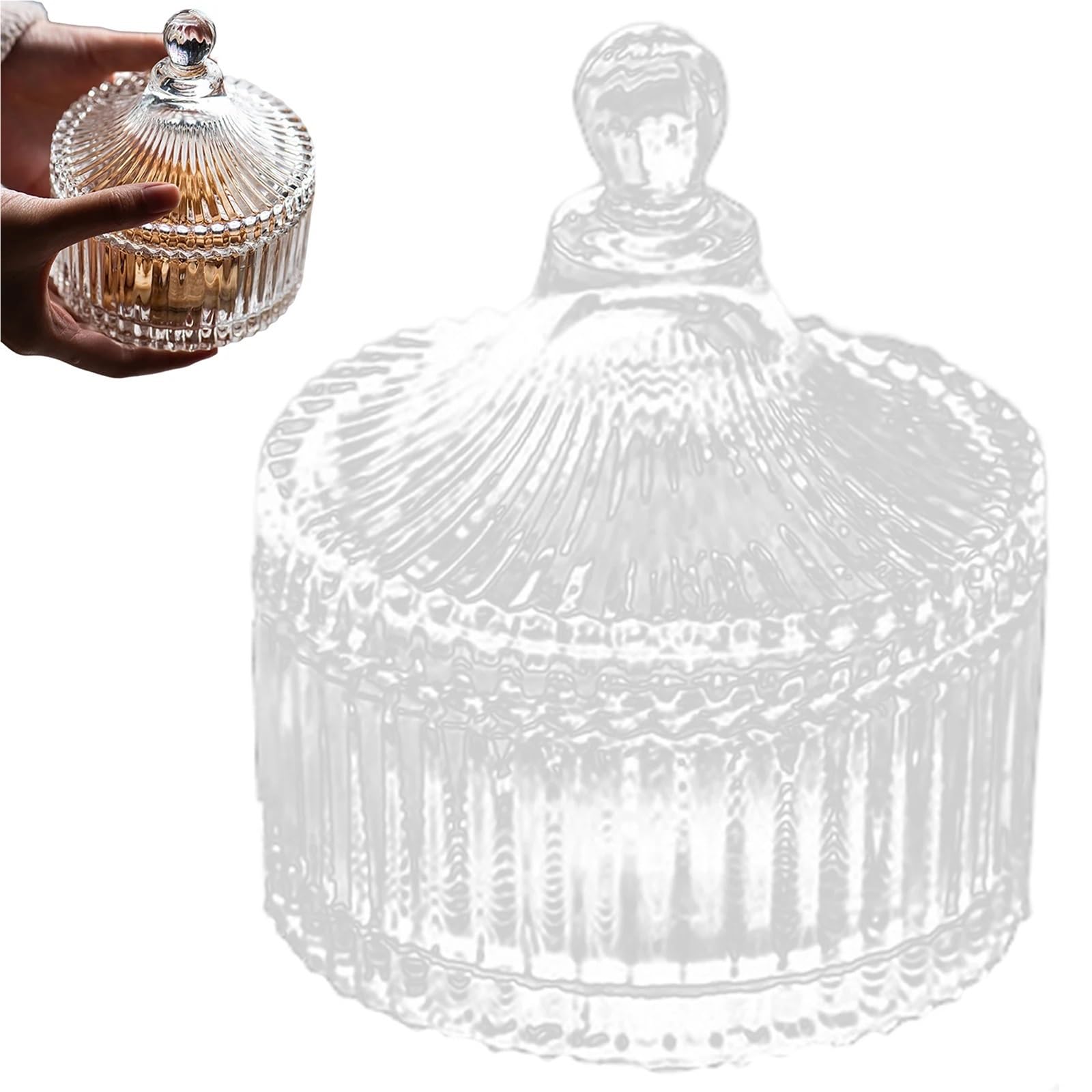 Tarro De Caramelos Tarro de Cristal for Almacenamiento de Dulces, Recipiente de Cristal con Tapa, Platos Dulces, joyería, azúcar, decoración Interior del hogar, 300ml para Guardar Caramelos