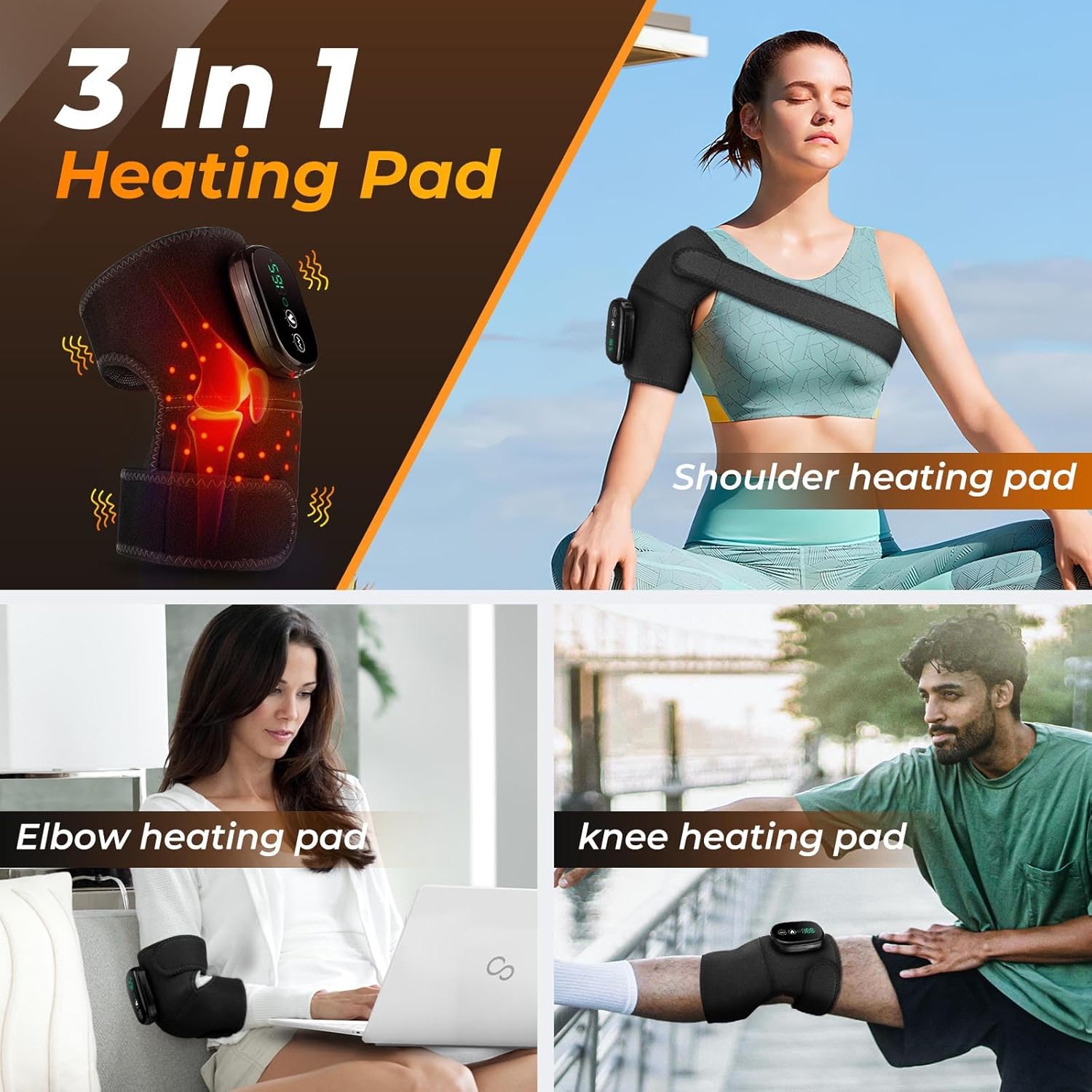 EDIFOLLY Knee Massager with Heat and Red Light, Knee Heating Pad for Relax, Cordless Heated Knee Brace Heated Knee Wrap 1 Packs Black - Image 4