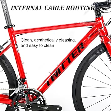 700C Road Bike Frame – Lightweight Aluminum Alloy Rim Brake Frameset with Carbon Fork, 44-56mm Tapered Head Tube, Semi-internal cable routing – 46/48/50cm Racing Build