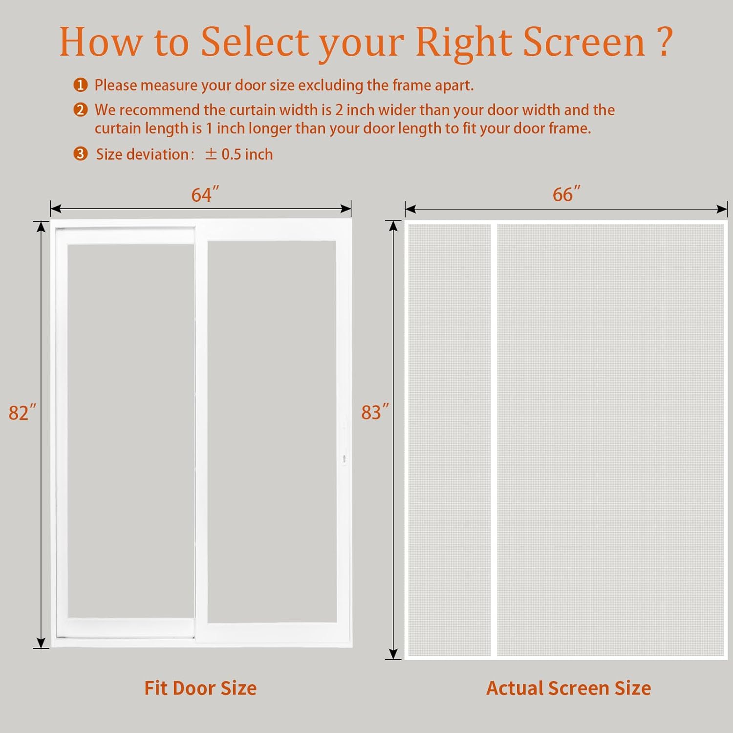 Magnetic Screen Door Fits Door Size 64" x 82", Screen Size 66" x 83", Reversible Left Right Quarter Opening,Top Middle Anti-Tearing Mesh Net Curtain with Magnet,White