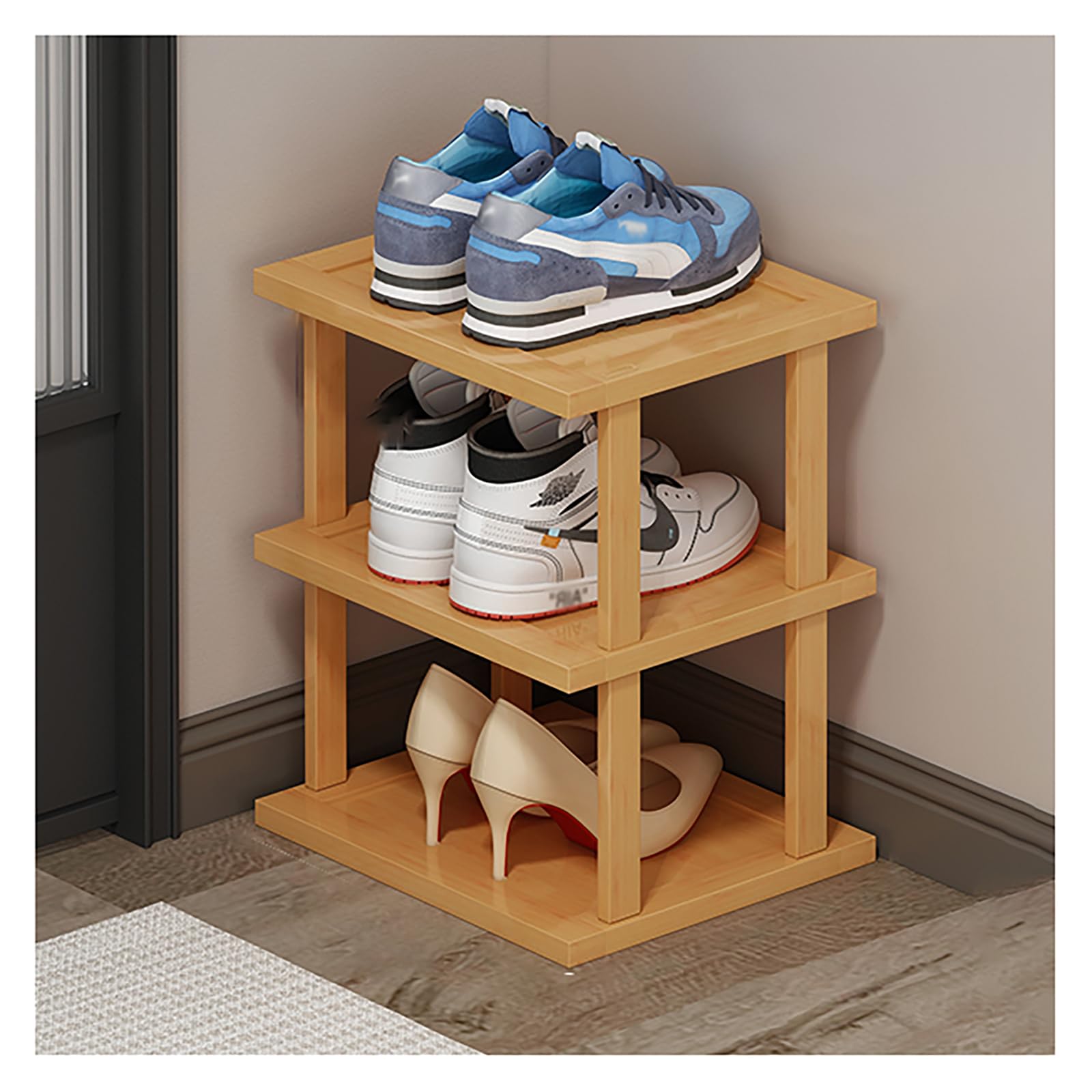 Étagère à chaussures verticale fine : gain de place d'angle optimal