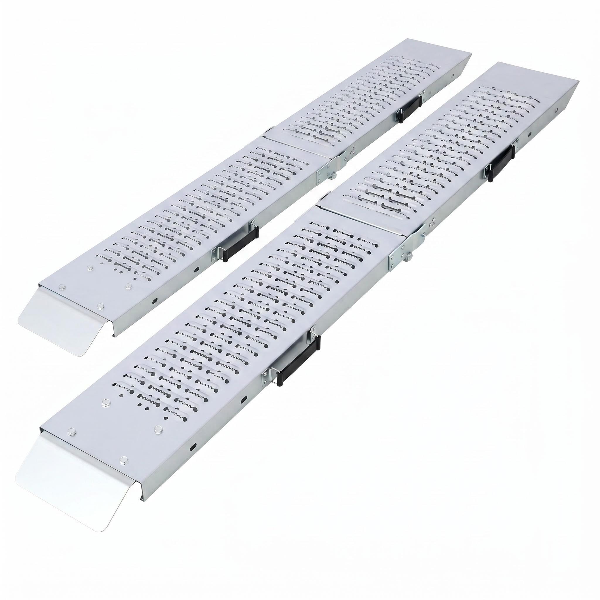 Photo 1 of 2 Pack Folding Loading Ramps, 950 LBS Max Capacity, 71 Inch Galvanized Steel Ramp for Moto, Bike, ATV, Lawn Mower, Silver Portable Access Ramp with Non-Slip Design