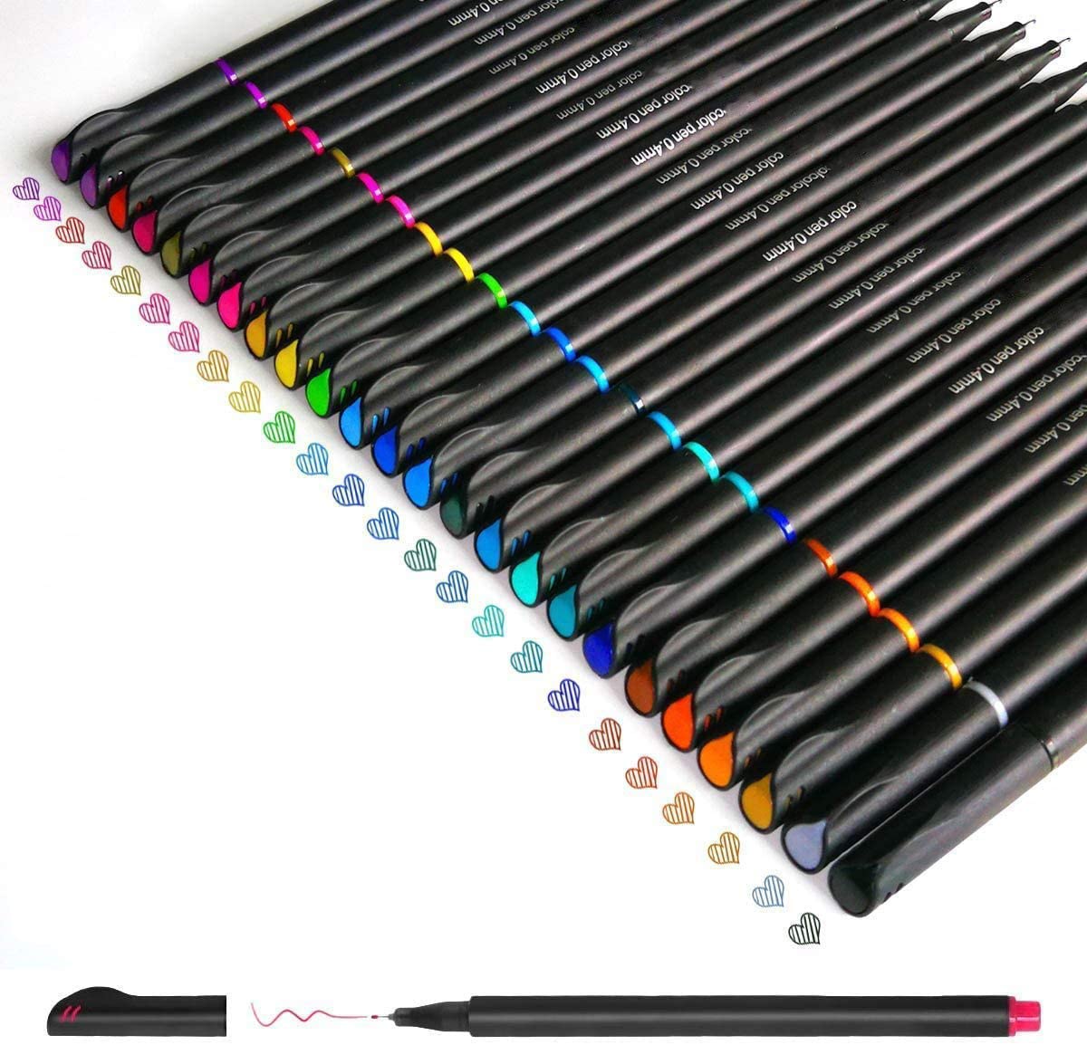 KASTWAVEMicron Pens, Color Pen Set Sketch Writing Drawing Pens for Bullet Journal Note Taking and Coloring Books- 24 Assorted Colors