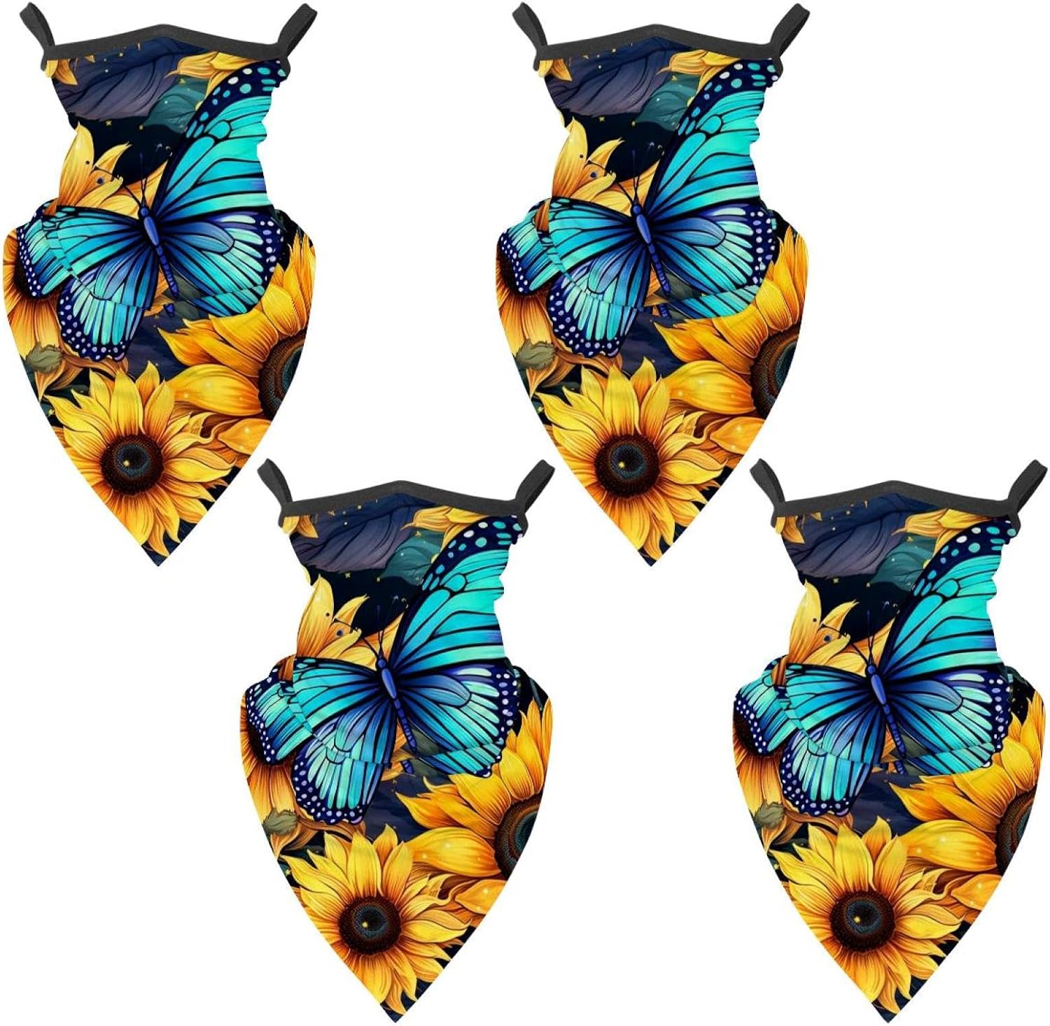 4 Pack Santa Beach Vacation Neck Gaiter Face Cover Scarf, Breathable Sun & Wind-proof for Skiing Fishing Hiking Cycling