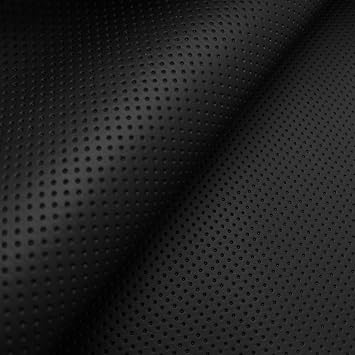Semi Perforated Faux Leather Leatherette Vehicle Auto Furnishing Upholstery Fabric By The Metre - Black