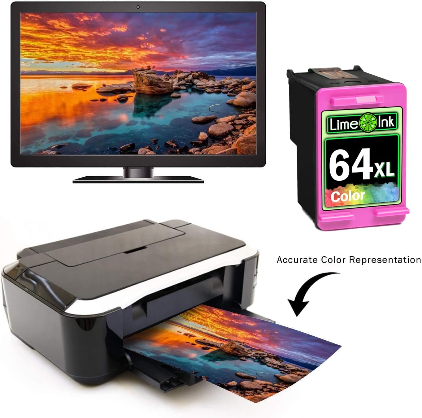 Limeink Remanufactured Ink Cartridge Replacement for HP 64XL Black Ink, Compatible with HP Envy Photo & Tango Printers, High Yield, 415 Pages, ISO Certified