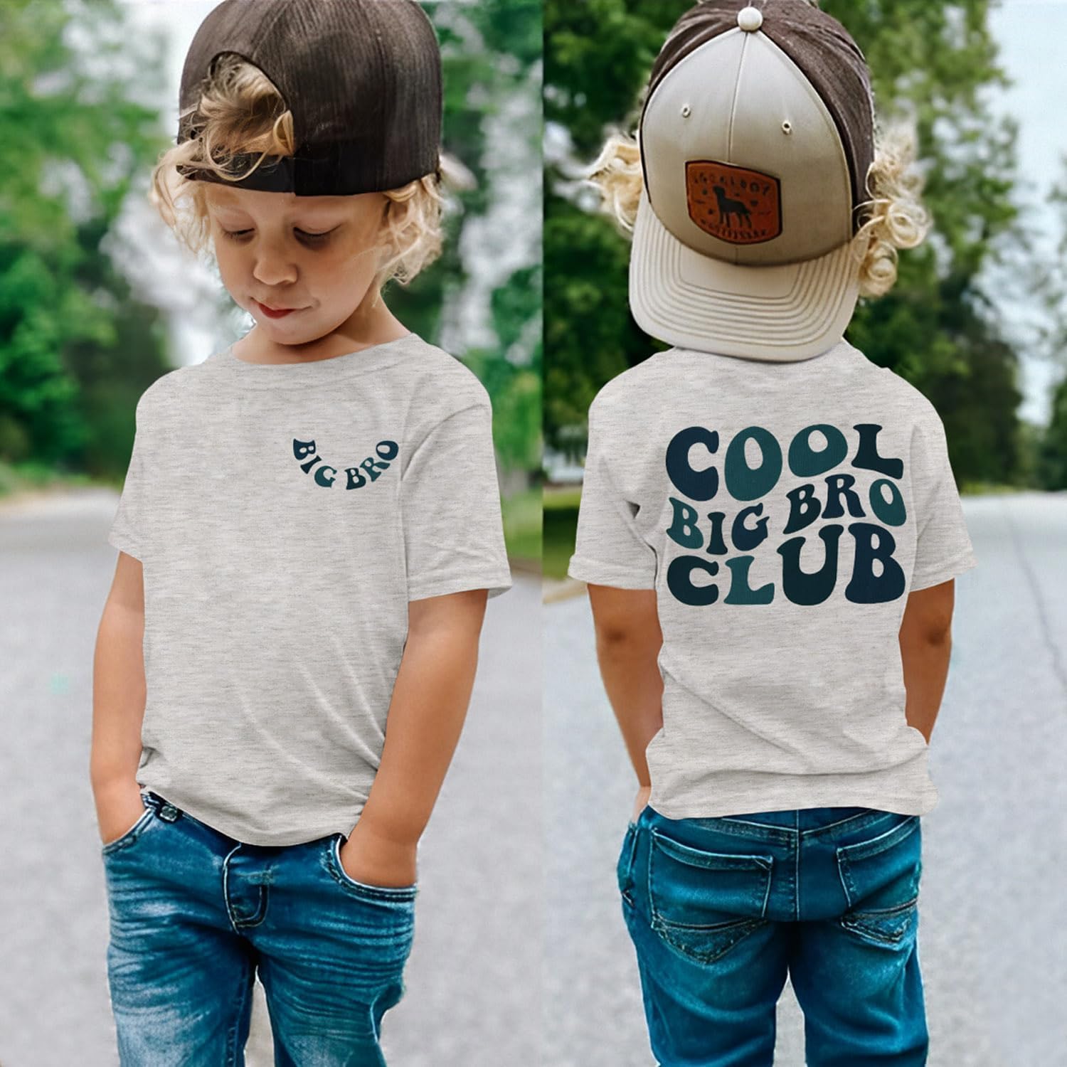 Big Brother Shirt Cool Big Bro Club T-Shirt Boys Funny Sibling T-Shirt with Print Baby Clothing Summer Short Sleeve Tops Cotton Shirt Ages 4-5 Flower Gray-1