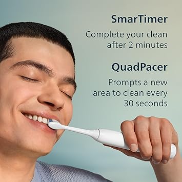 Philips Sonicare 2100 Series Electric Toothbrush - Sonic Toothbrush with Advanced Sonic Technology, Two Intensity Settings, Smartimer & Quadpacer, White, Model HX3661/04