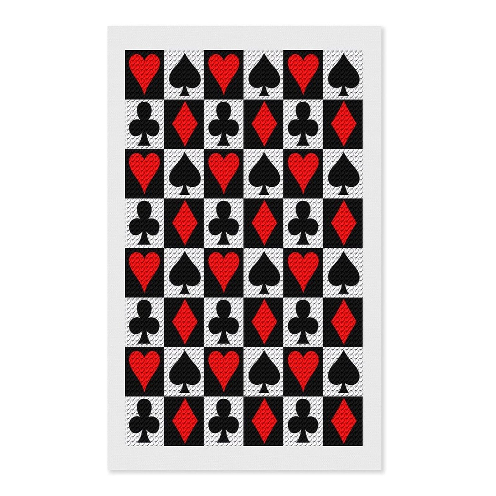 Nclqvjxzkhw Style Poker Diamond Art Painting For Adult Round Diamonds Pictures Arts Crafts Home Wall Decor 12"X20"